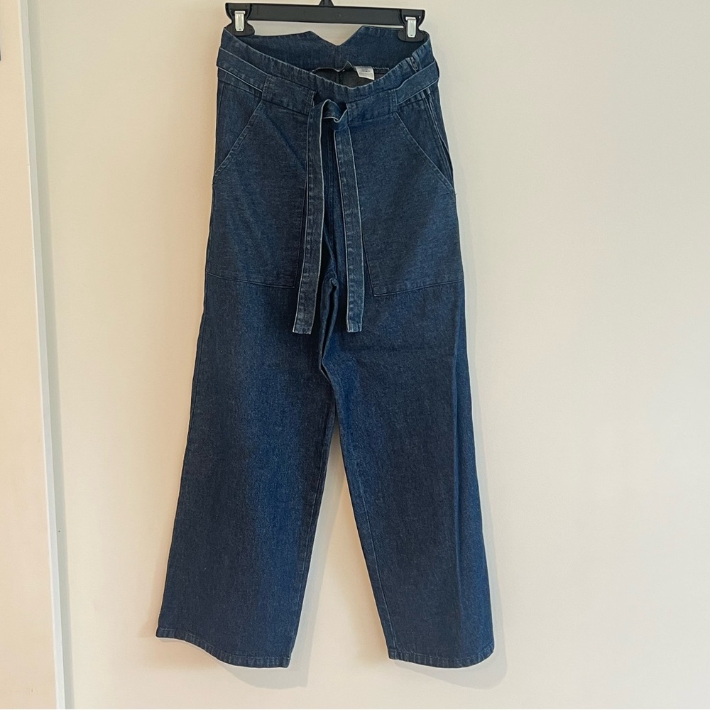 Loup wide leg cropped jeans with tie waist size S